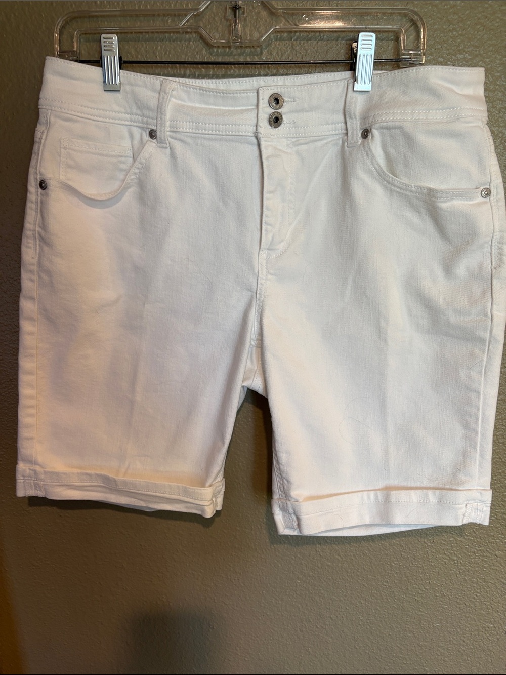 Style & Co. White Cuffed Denim Bermuda Shorts